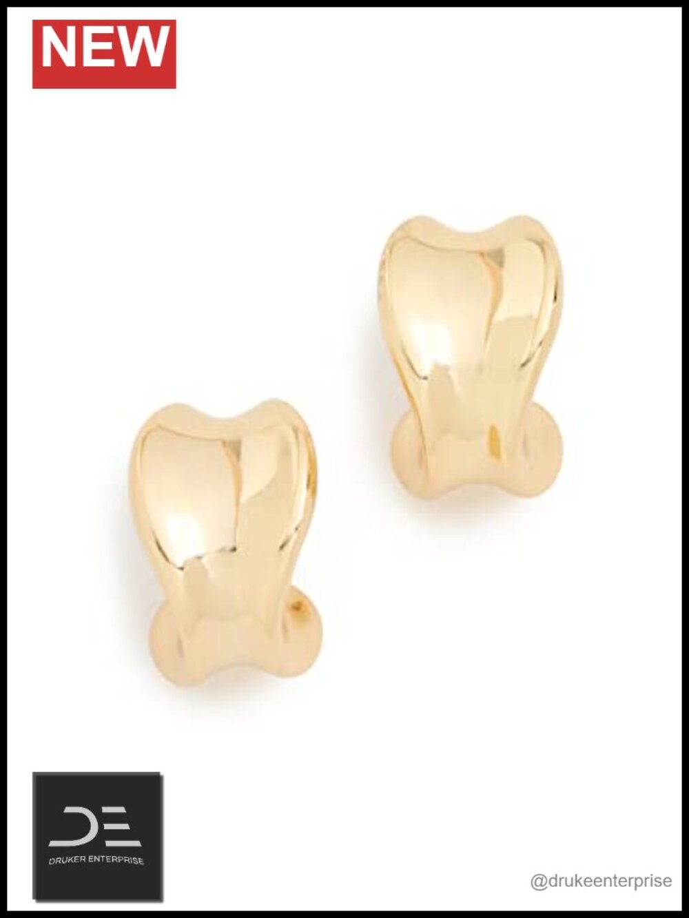 14K Yellow Gold Chunky Hoop Earrings Post Closure Polished